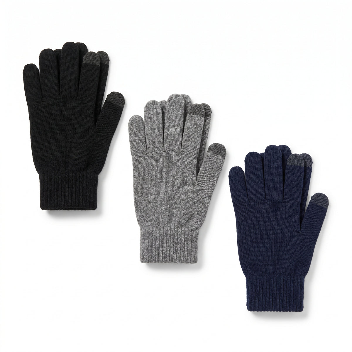 Boys Touchscreen Knit Gloves in Black, Grey and Navy