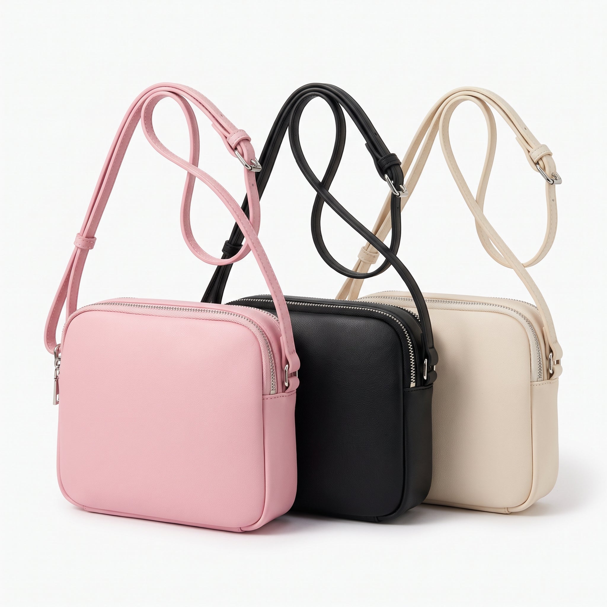 Girls Mini Crossbody Bag in Pink, Black and Cream