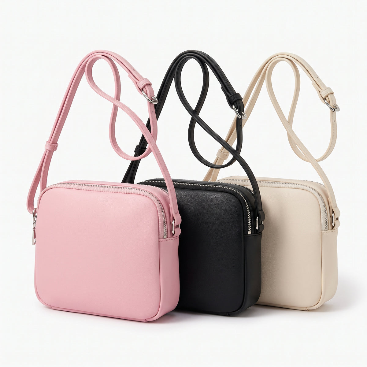 Girls Mini Crossbody Bag in Pink, Black and Cream