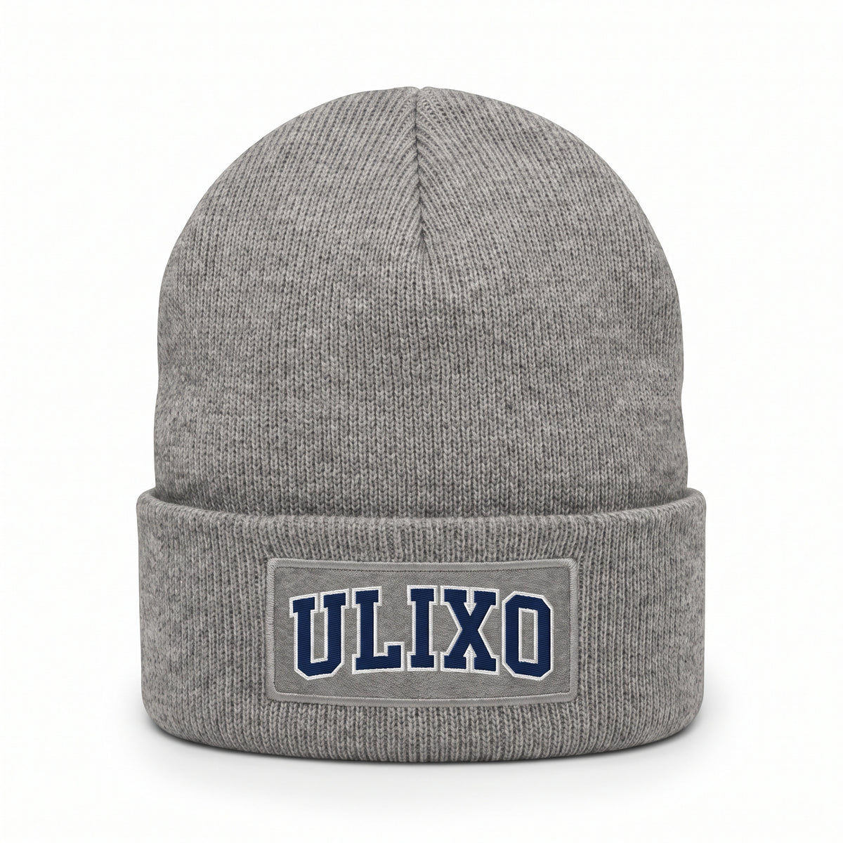 Exclusive Ulixo VIP Cuffed Beanie in heather grey with ULIXO varsity patch