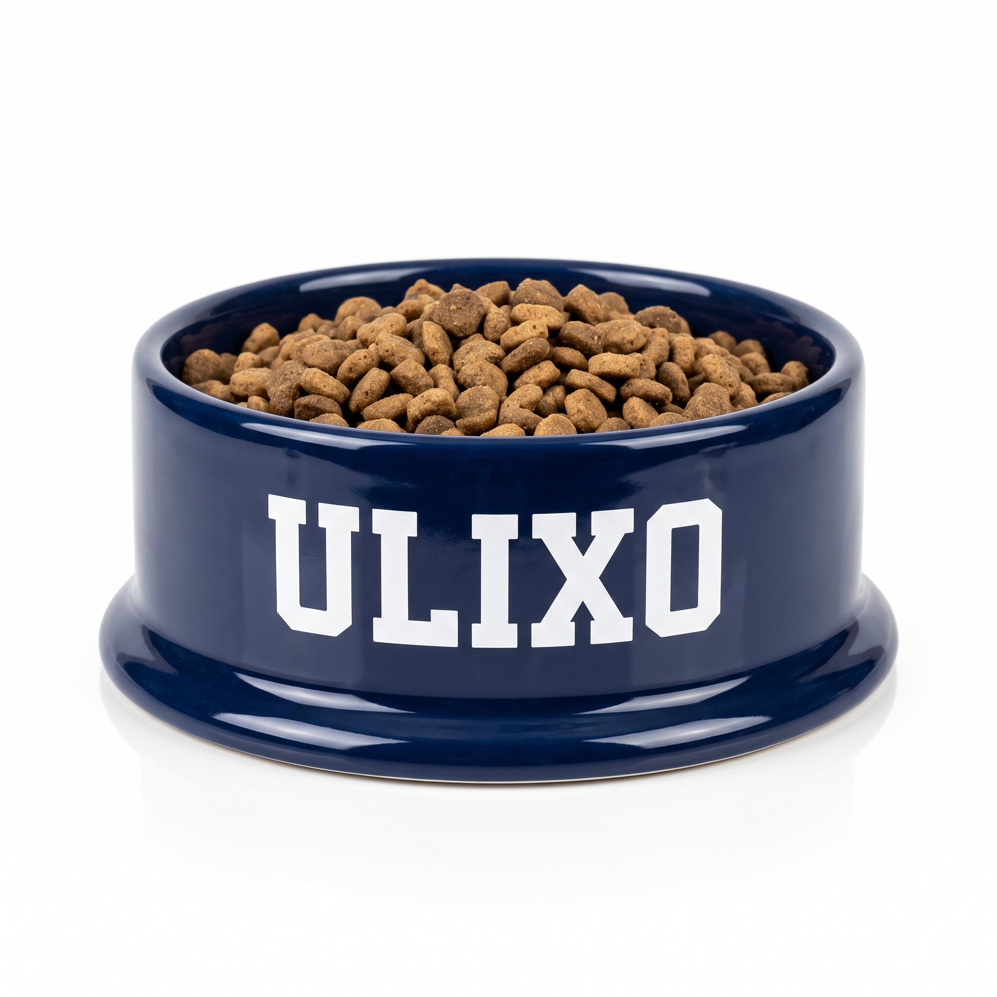 Exclusive Ulixo VIP Pet Bowl in navy ceramic with white ULIXO lettering