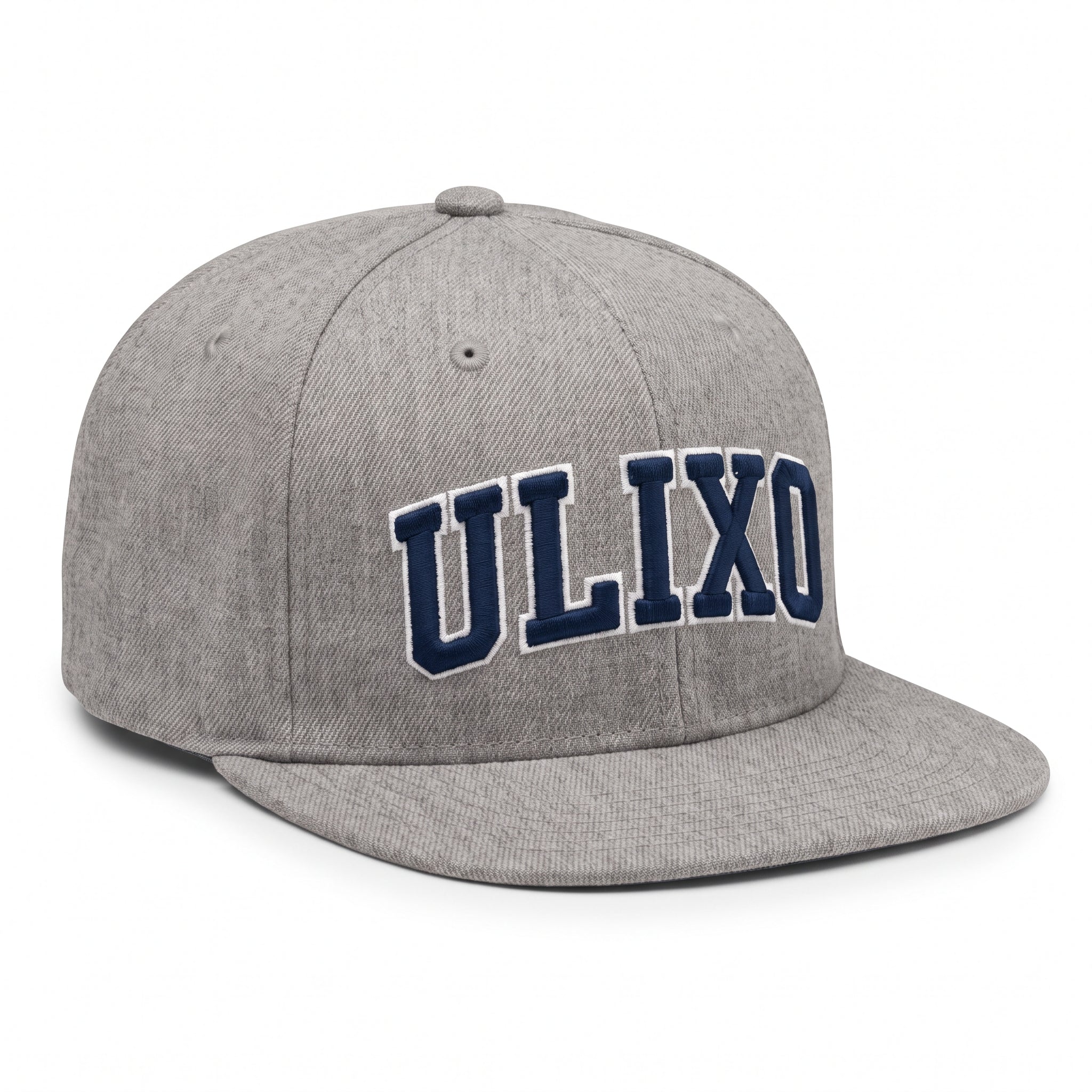 Exclusive Ulixo VIP Snapback in heather grey with navy ULIXO varsity logo