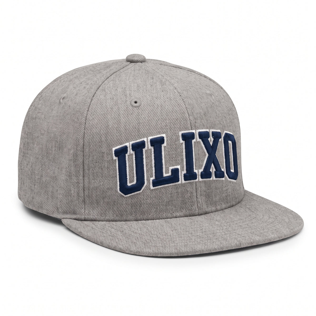 Exclusive Ulixo VIP Snapback in heather grey with navy ULIXO varsity logo